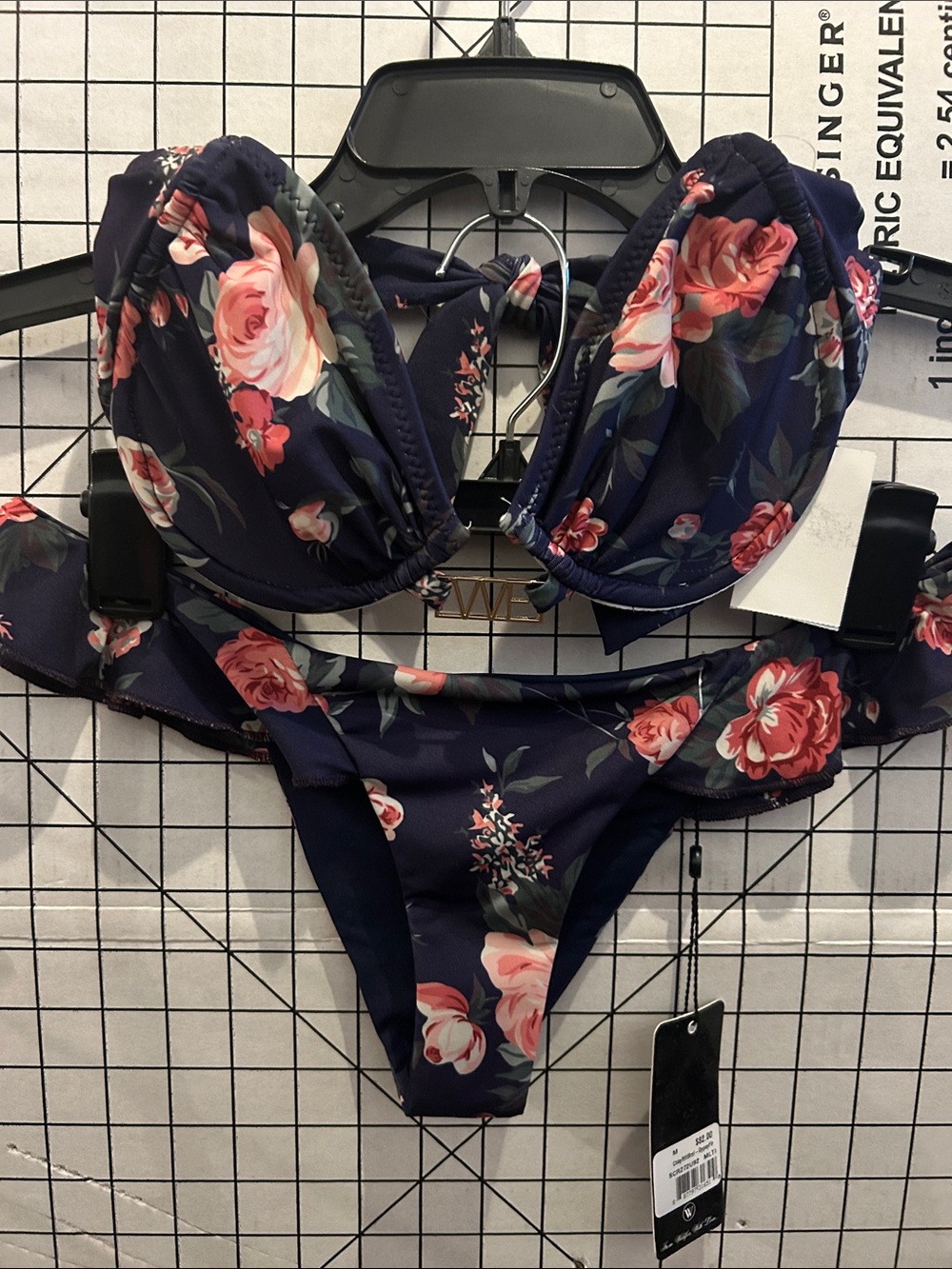 Wildfox Vintage Floral Navy Push-Up Bikini Set - Women Swim